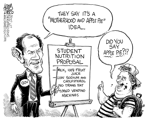 spitzer; student nutrition; apple pie; new york